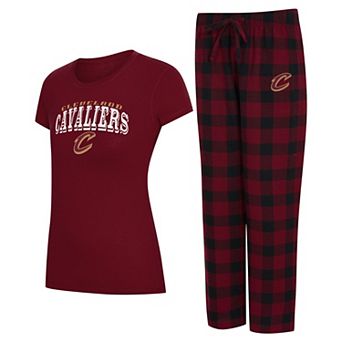 Women's Concepts Sport Wine/Black Cleveland Cavaliers Avondale T-Shirt & Pants Flannel PJ Set