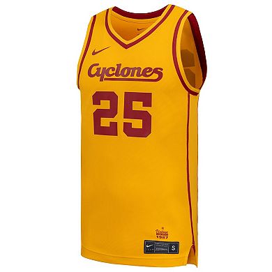 Men's Nike #25 Gold Iowa State Cyclones Replica Basketball Jersey