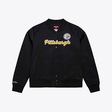 Women's Mitchell & Ness Black Pittsburgh Steelers Full-Snap Satin Jacket