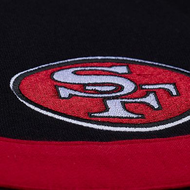 Women's Mitchell & Ness Black San Francisco 49ers Cropped Long Sleeve Rugby Polo