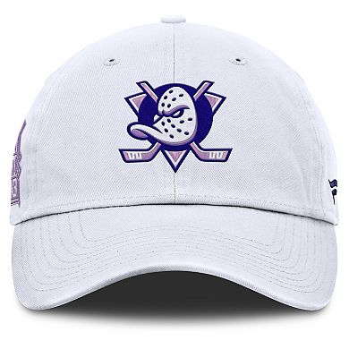 Men's Fanatics White Anaheim Ducks Authentic Pro Hockey Fights Cancer Adjustable Hat