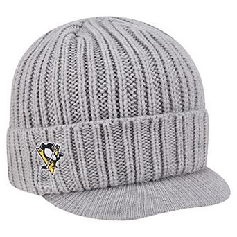 Men's New Era Heather Gray Pittsburgh Penguins Cuffed Knit Hat with Visor