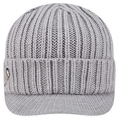 Men's New Era Heather Gray Pittsburgh Penguins Cuffed Knit Hat with Visor