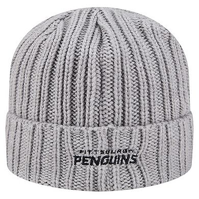Men's New Era Heather Gray Pittsburgh Penguins Cuffed Knit Hat with Visor