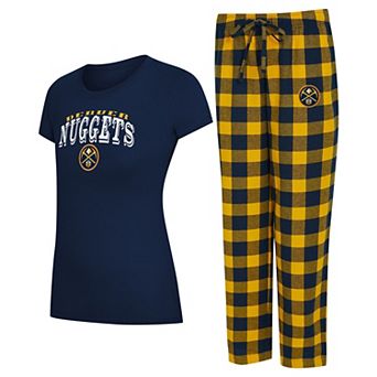Women's Concepts Sport Navy/Gold Denver Nuggets Avondale T-Shirt & Pants Flannel PJ Set