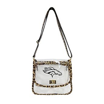 Logo Brands Denver Broncos Leopard Print Trim Clear Purse
