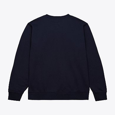 Men's Mitchell & Ness Navy Michigan Wolverines Half Time Fleece Crewneck Sweatshirt
