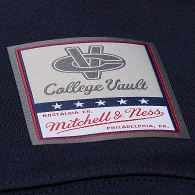 Men's Mitchell & Ness Navy Michigan Wolverines Half Time Fleece Crewneck Sweatshirt