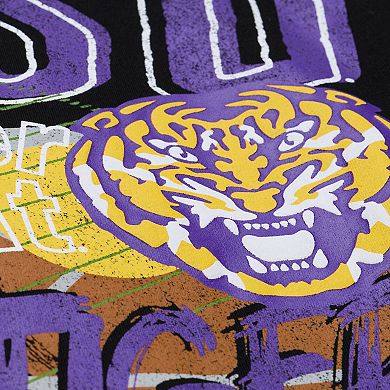 Men's Mitchell & Ness Black LSU Tigers Half Time Fleece Crewneck Sweatshirt