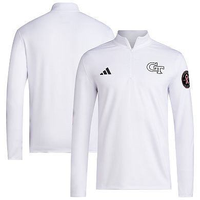 Men's adidas White Georgia Tech Yellow Jackets Wear Pink Quarter-Zip Pullover