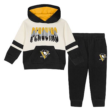 Toddler Outerstuff Black Pittsburgh Penguins Chants and Cheers Fleece Hoodie and Pants Set