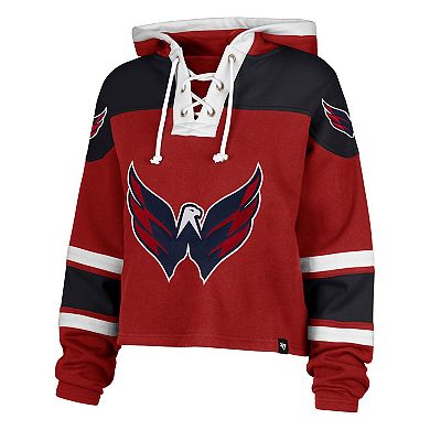 Women's '47 Red Washington Capitals Cropped Lacer Hoodie