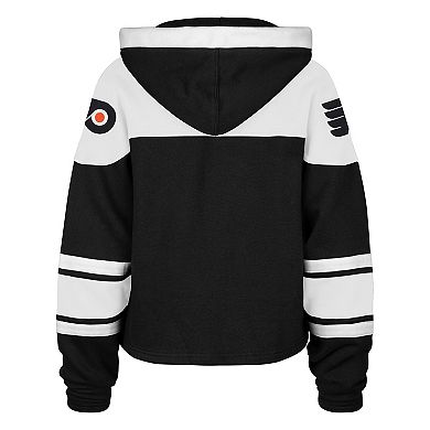 Women's '47 Black Philadelphia Flyers Cropped Lacer Hoodie
