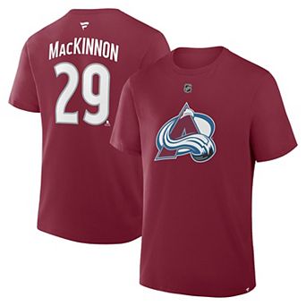 Men's Fanatics Nathan MacKinnon��Burgundy Colorado Avalanche Authentic Stack Name & Number T-Shirt