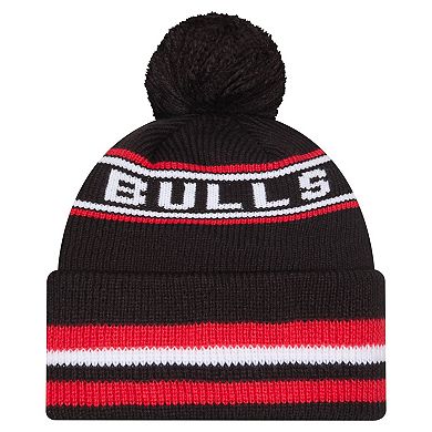 Youth New Era Black Chicago Bulls Classic Cuffed Knit Hat with Pom