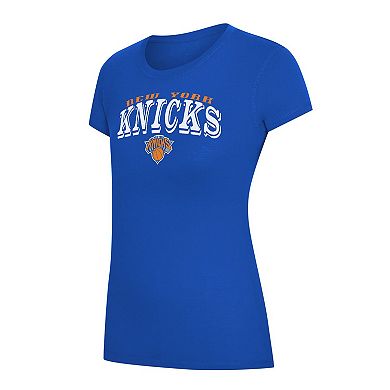 Women's Concepts Sport Blue/Orange New York Knicks Avondale T-Shirt & Pants Flannel PJ Set