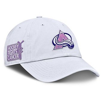 Men's Fanatics White Colorado Avalanche Authentic Pro Hockey Fights Cancer Adjustable Hat