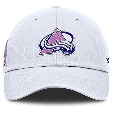 Men's Fanatics White Colorado Avalanche Authentic Pro Hockey Fights Cancer Adjustable Hat