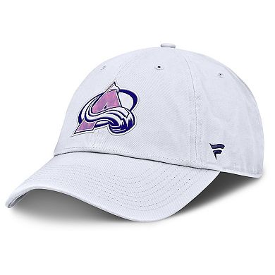 Men's Fanatics White Colorado Avalanche Authentic Pro Hockey Fights Cancer Adjustable Hat