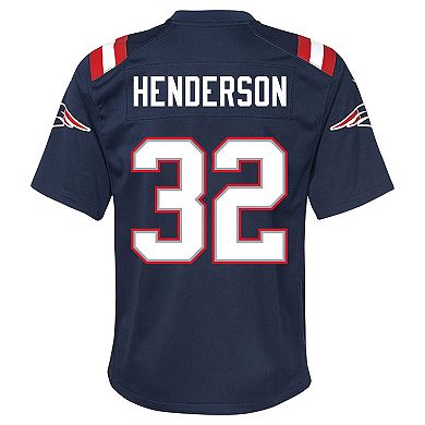 Youth Nike TreVeyon Henderson Navy New England Patriots Team Game Jersey