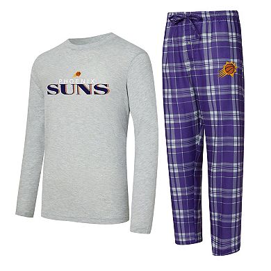 Men's Concepts Sport Purple Phoenix Suns Regulate Long Sleeve T-Shirt & Plaid Pant Set