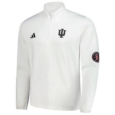 Men's adidas White Indiana Hoosiers Wear Pink Quarter-Zip Pullover