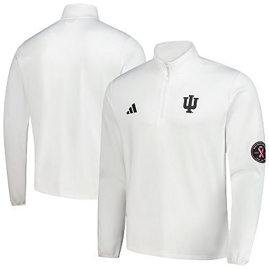 Men's adidas White Indiana Hoosiers Wear Pink Quarter-Zip Pullover