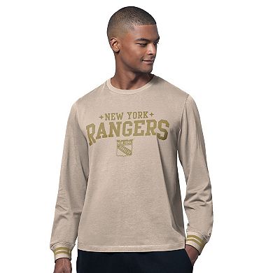Men's Starter Tan New York Rangers Field Long Sleeve T-Shirt