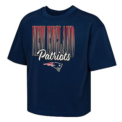 Girls Youth Outerstuff Navy New England Patriots Big City Boxy T-Shirt
