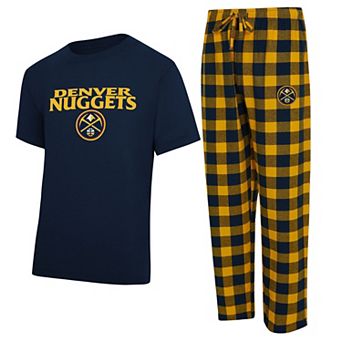 Men's Concepts Sport Navy/Gold Denver Nuggets Avondale T-Shirt & Flannel Pants Set