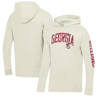Men's ComfortWash Cream Georgia Bulldogs Long Sleeve Hooded T-Shirt