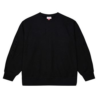 Men's Mitchell & Ness Black Detroit Red Wings Phantom Fleece Crew Neck Sweatshirt