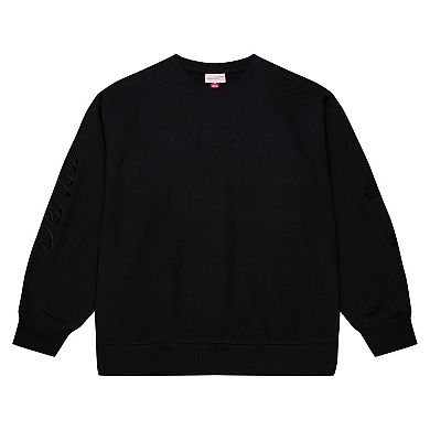 Men's Mitchell & Ness Black Detroit Red Wings Phantom Fleece Crew Neck Sweatshirt