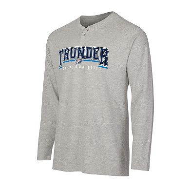 Men's Concepts Sport Gray Oklahoma City Thunder Hawthorn Thermal Knit Long Sleeve Henley T-Shirt