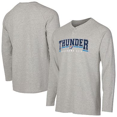 Men's Concepts Sport Gray Oklahoma City Thunder Hawthorn Thermal Knit Long Sleeve Henley T-Shirt