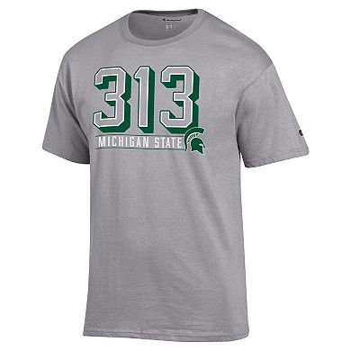 Men's Champion Gray Michigan State Spartans 313 T-Shirt