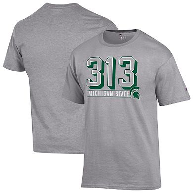 Men's Champion Gray Michigan State Spartans 313 T-Shirt