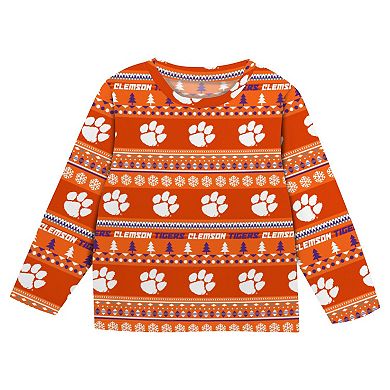 Preschool Outerstuff Orange Clemson Tigers Ugly Sweater Pajama Set