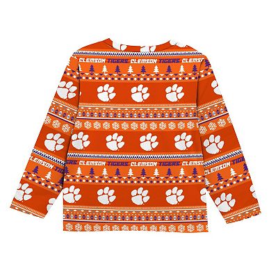Preschool Outerstuff Orange Clemson Tigers Ugly Sweater Pajama Set