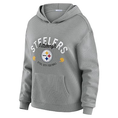 Women's WEAR by Erin Andrews Gray Pittsburgh Steelers Waffle-Knit Long Sleeve Hooded Shirt & Pants Lounge Set