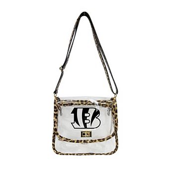 Logo Brands Cincinnati Bengals Leopard Print Trim Clear Purse