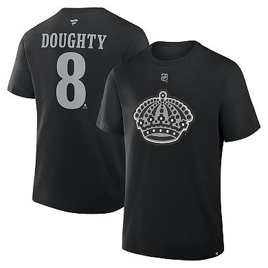 Men's Fanatics Drew Doughty Black Los Angeles Kings Authentic Stack Name & Number T-Shirt