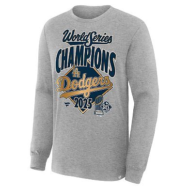 Men's Fanatics Steel Los Angeles Dodgers 2025 World Series Champions Locker Room Long Sleeve T-Shirt