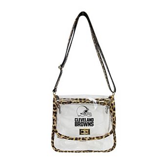 Logo Brands Cleveland Browns Leopard Print Trim Clear Purse