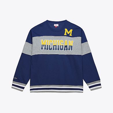 Men's Mitchell & Ness Navy Michigan Wolverines Fleece Sweatshirt