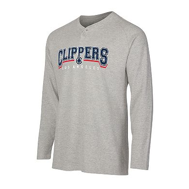 Men's Concepts Sport Gray LA Clippers Hawthorn Thermal Knit Long Sleeve Henley T-Shirt