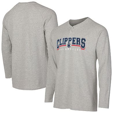 Men's Concepts Sport Gray LA Clippers Hawthorn Thermal Knit Long Sleeve Henley T-Shirt