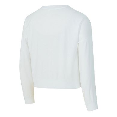 Women's Concepts Sport White Cleveland Cavaliers Laney Chenille Cropped Long Sleeve T-Shirt