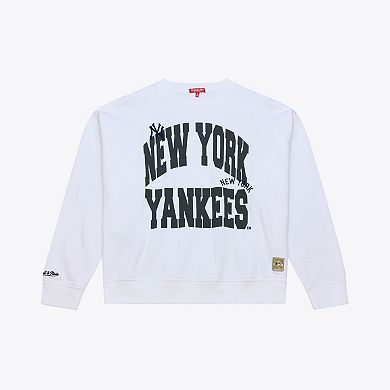Women's Mitchell & Ness White New York Yankees Crewneck Sweatshirt