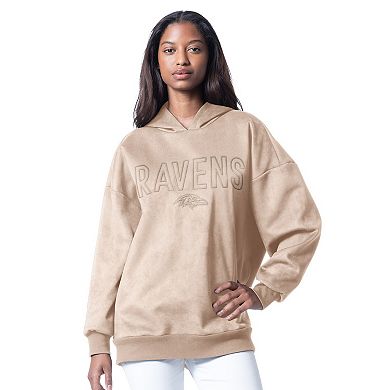 Women's G-III 4Her by Carl Banks Cream Baltimore Ravens Best Hitter Oversized Tunic Pullover Hoodie